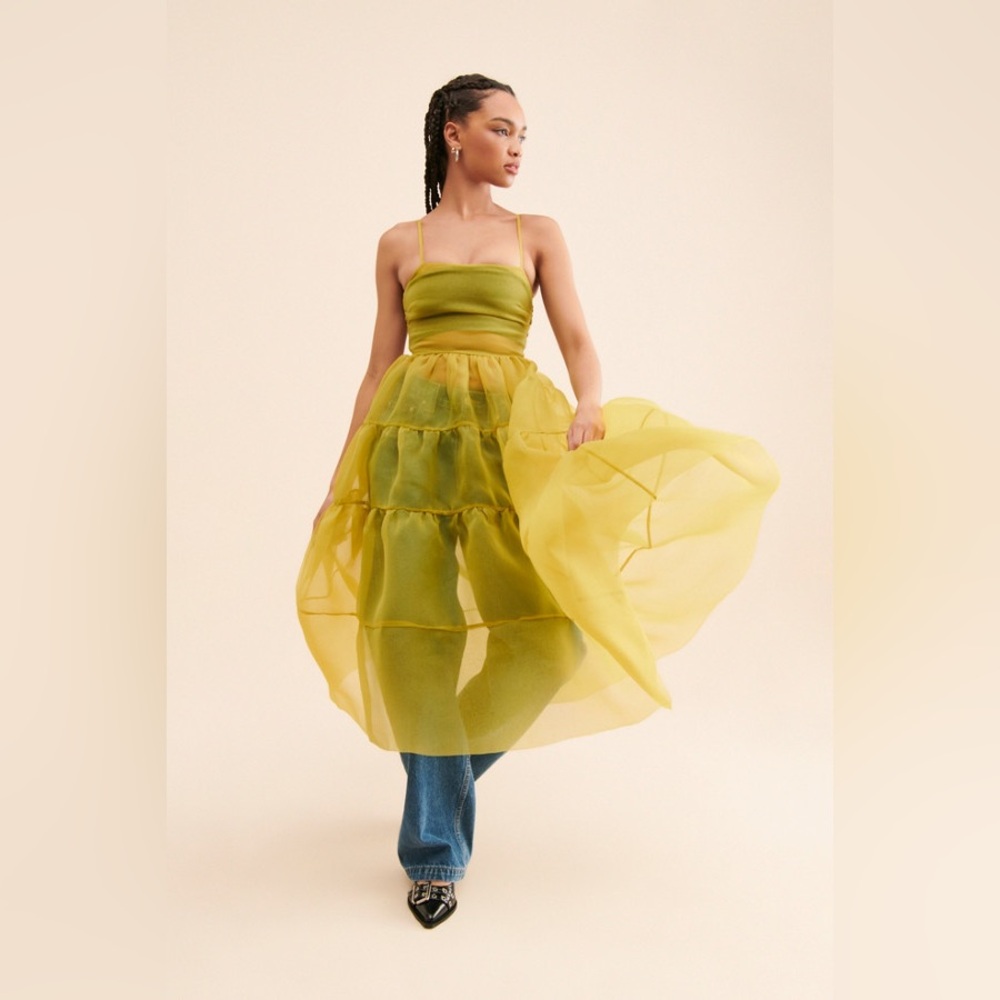 Anthropologie OhSevenDays yellow/green Midi Dress